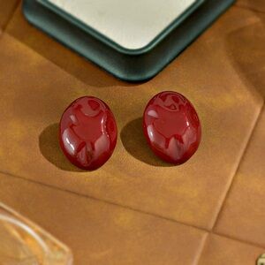 Elegant Red Oval Earrings